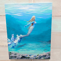 Original Mermaid at the Sea Floor with Fish Sunshine & Sweet Peas Costal Decor