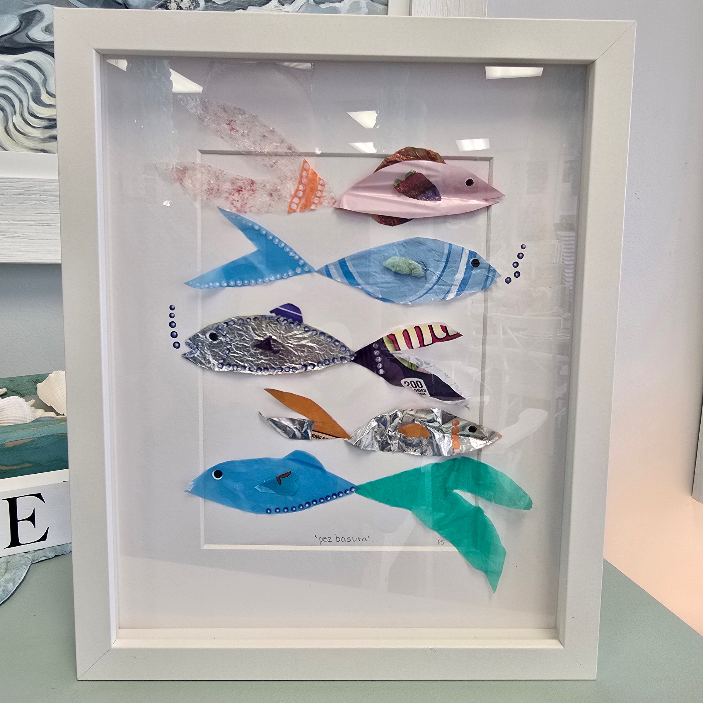 Assorted Framed Trash Art