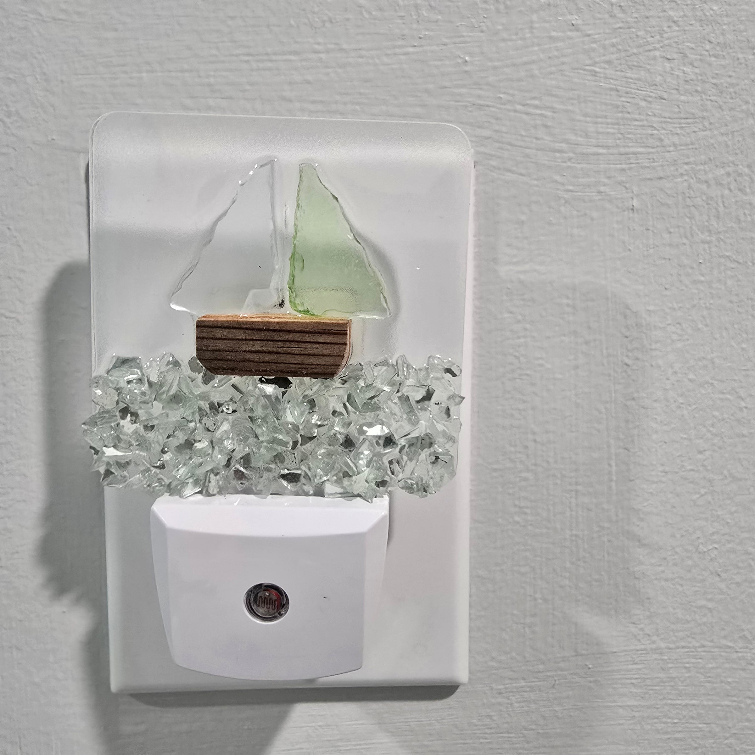 Acrylic Night Lights w/ Coastal Designs in Glass, Sand, Shells Resin
