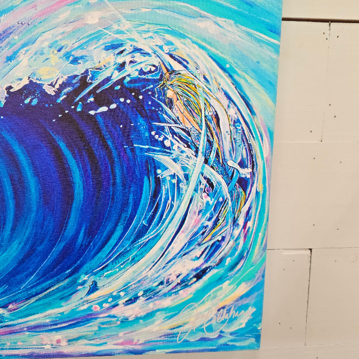 Mermaid in Waves on Canvas Sunshine & Sweet Peas Costal Decor