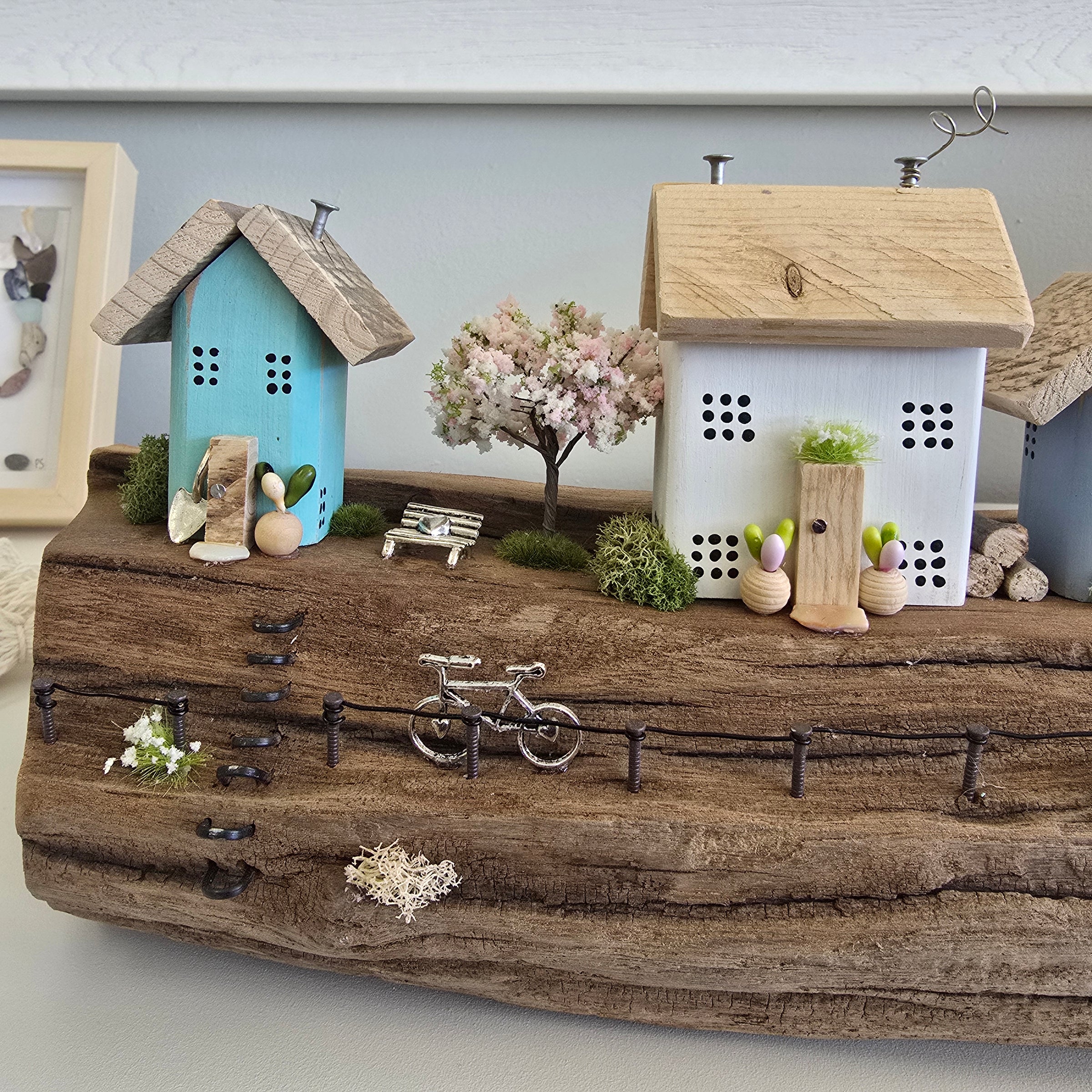 Three House Scene on Driftwood