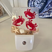 Acrylic Night Lights w/ Coastal Designs in Glass, Sand, Shells Resin