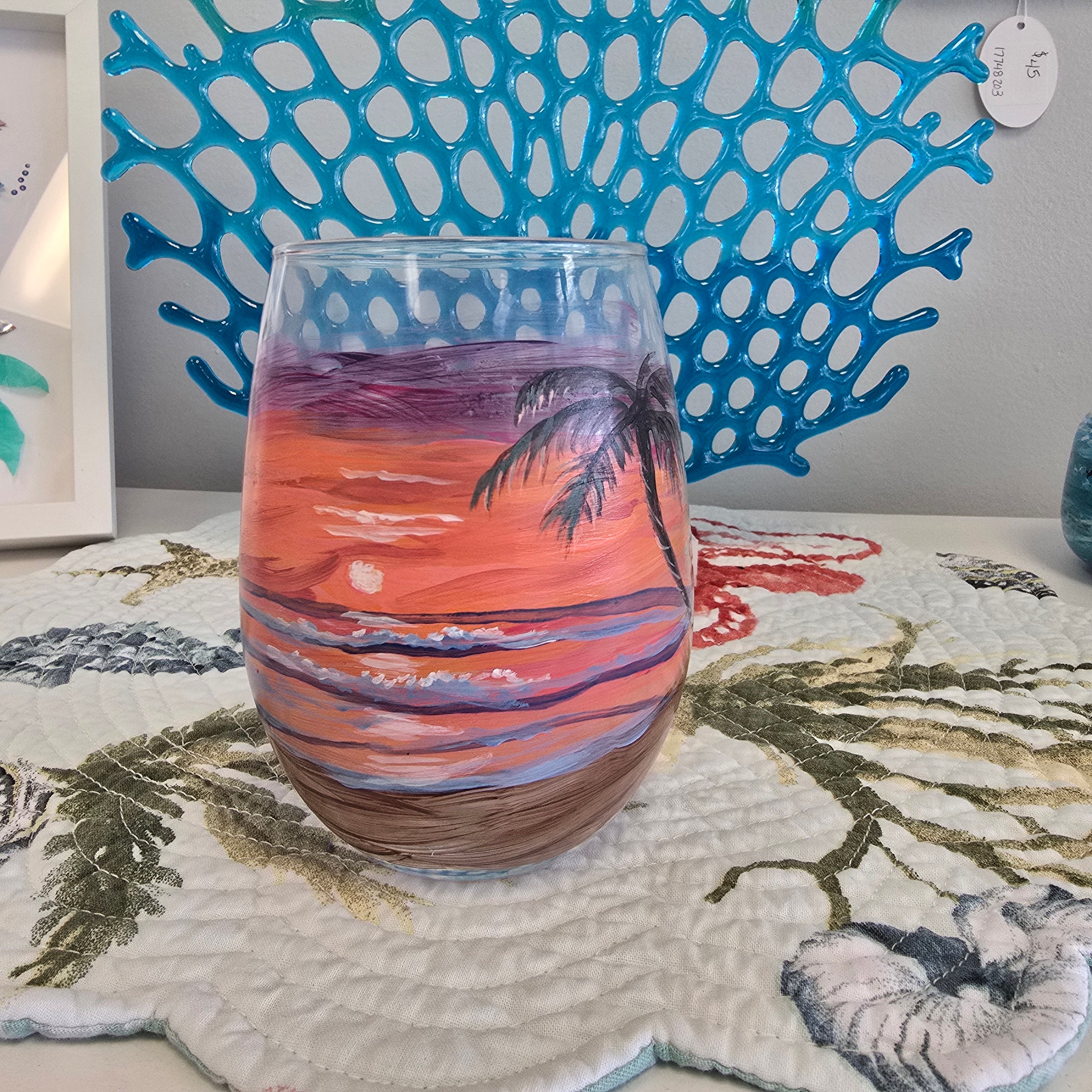 Hand Painted Stemless Wine Glasses