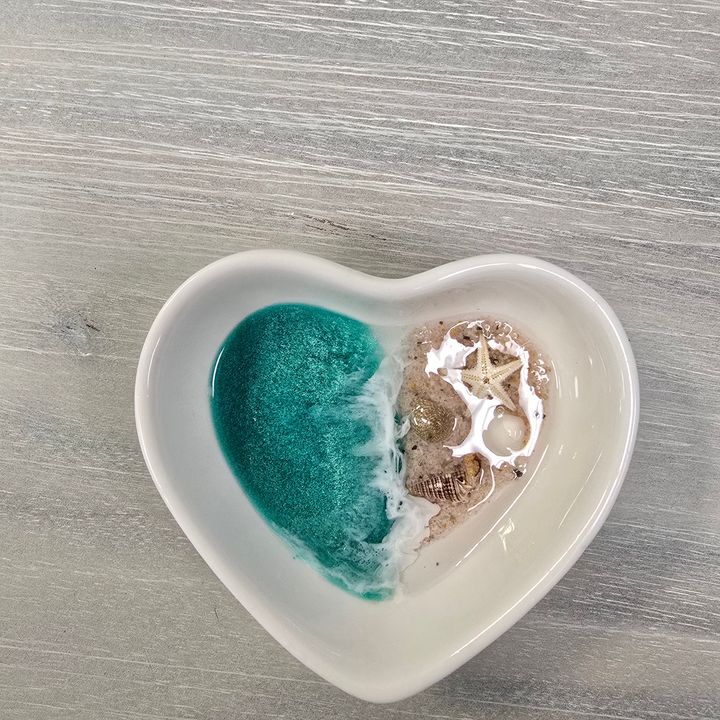 Assorted Resin Poured Heart Ring Dishes