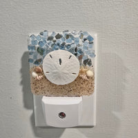 Acrylic Night Lights w/ Coastal Designs in Glass, Sand, Shells Resin