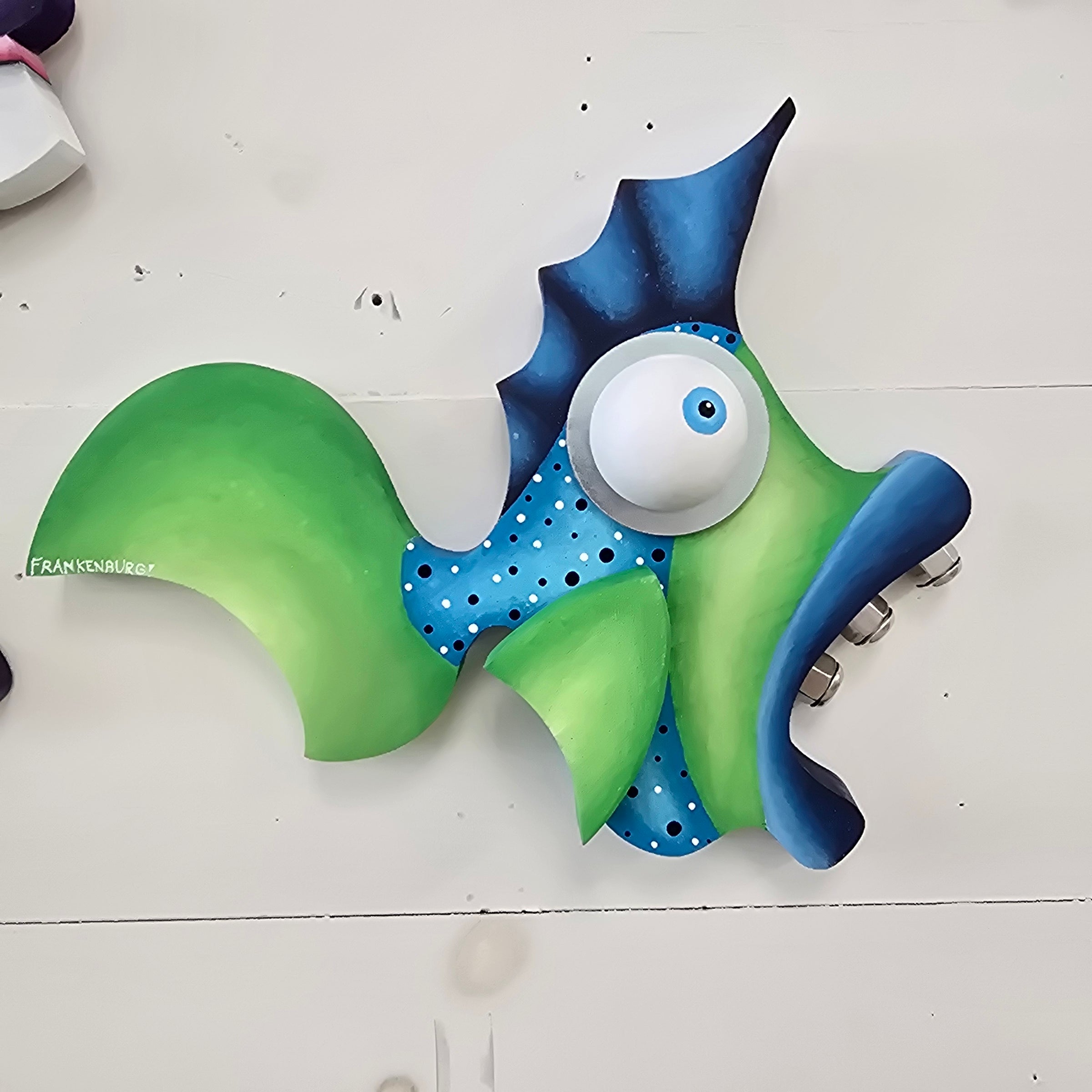 "Spike Spinner" Wooden Funky Fish