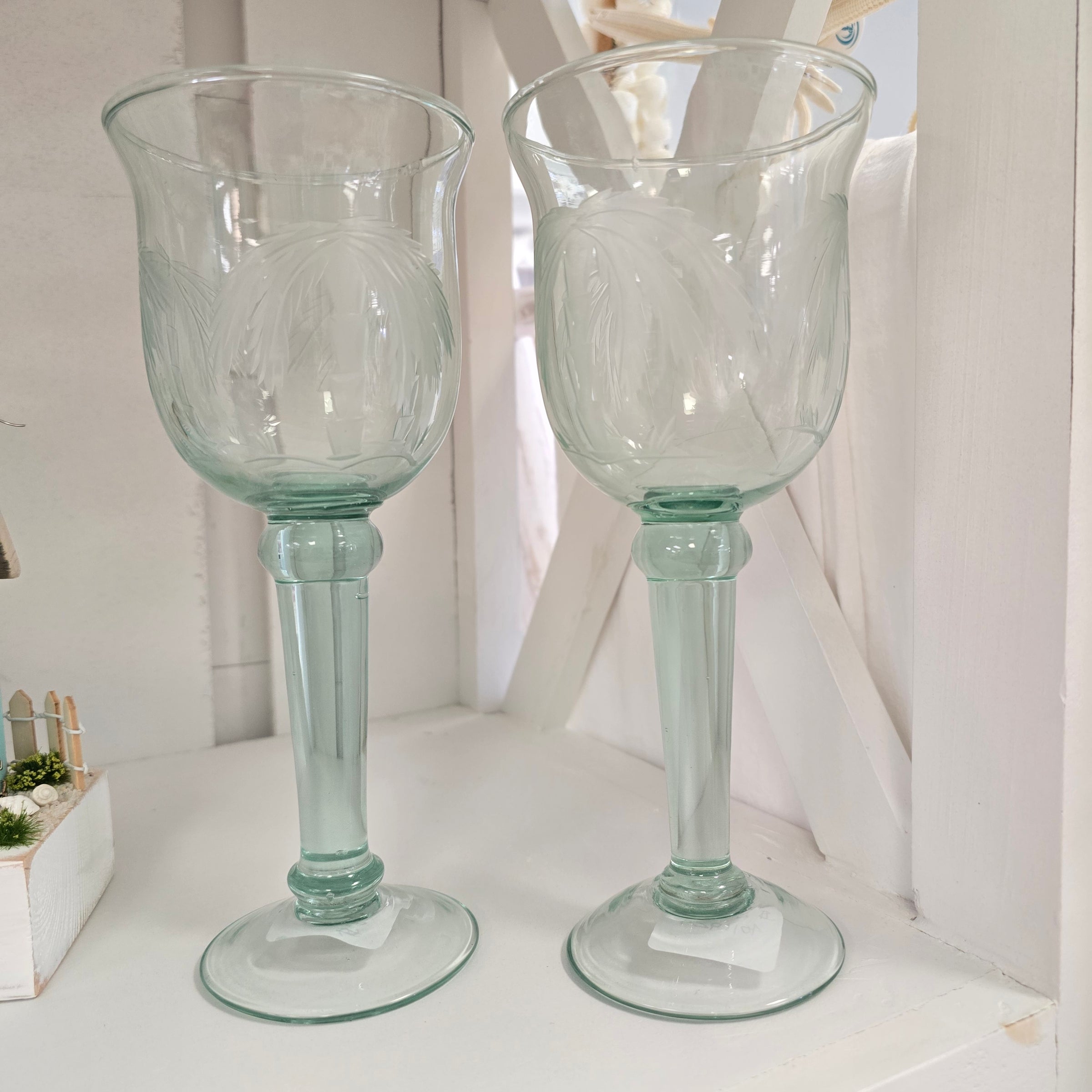 Palm Tree Stemmed Wine Glasses