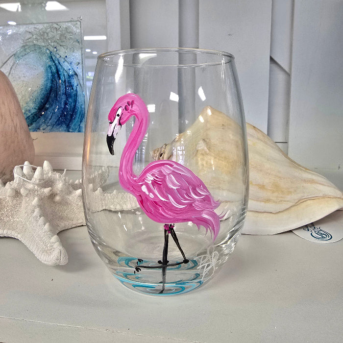 Assorted Ocean Inspired Hand Painted Stemless Wine Glasses Sunshine & Sweet Peas Costal Decor