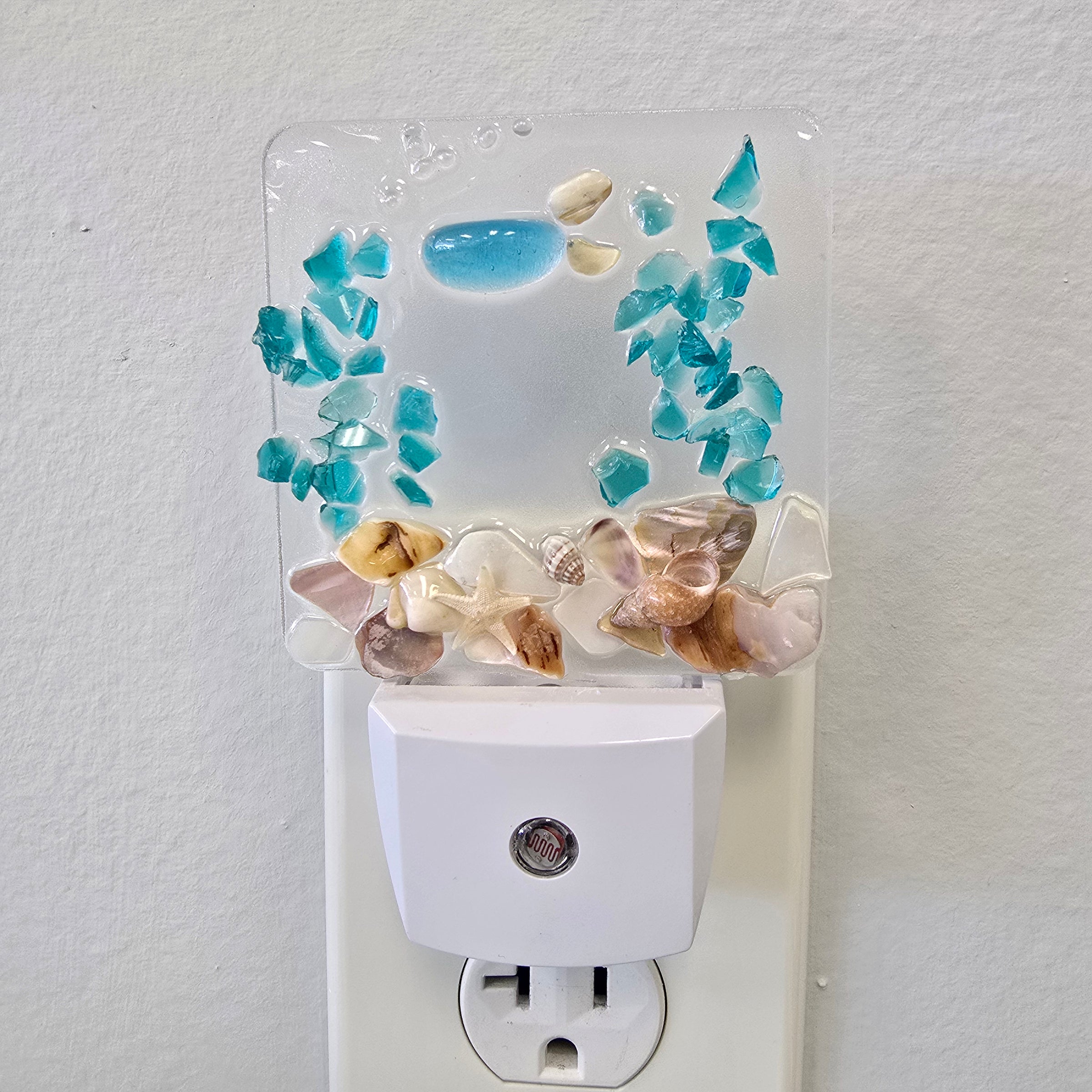 Acrylic Night Lights w/ Coastal Designs in Glass, Sand, Shells Resin