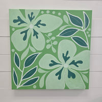 Tropical Flowers Painted on Canvas