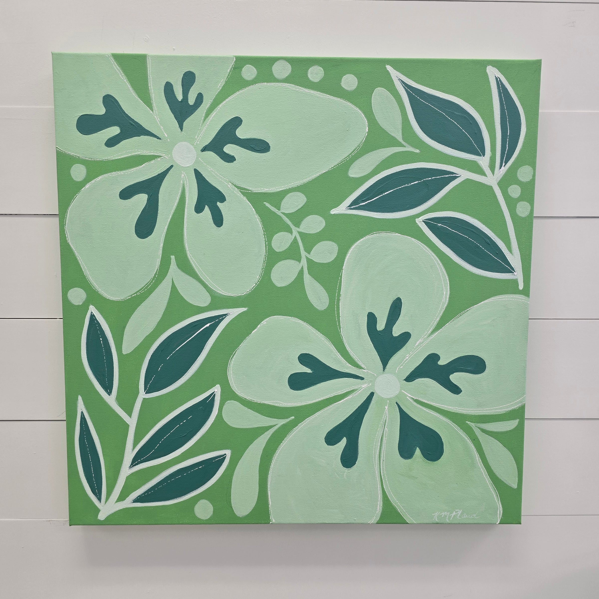 Tropical Flowers Painted on Canvas