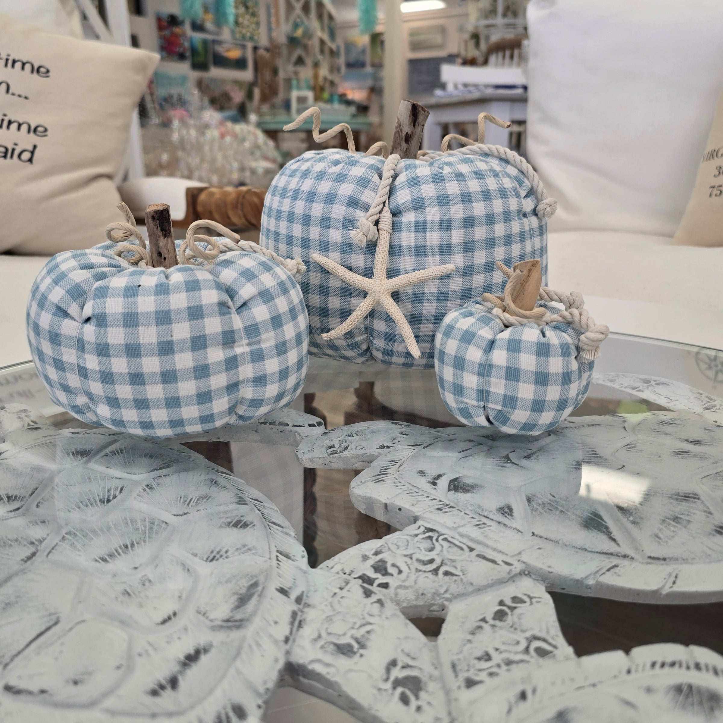 Driftwood & Fabric Pumpkin Set