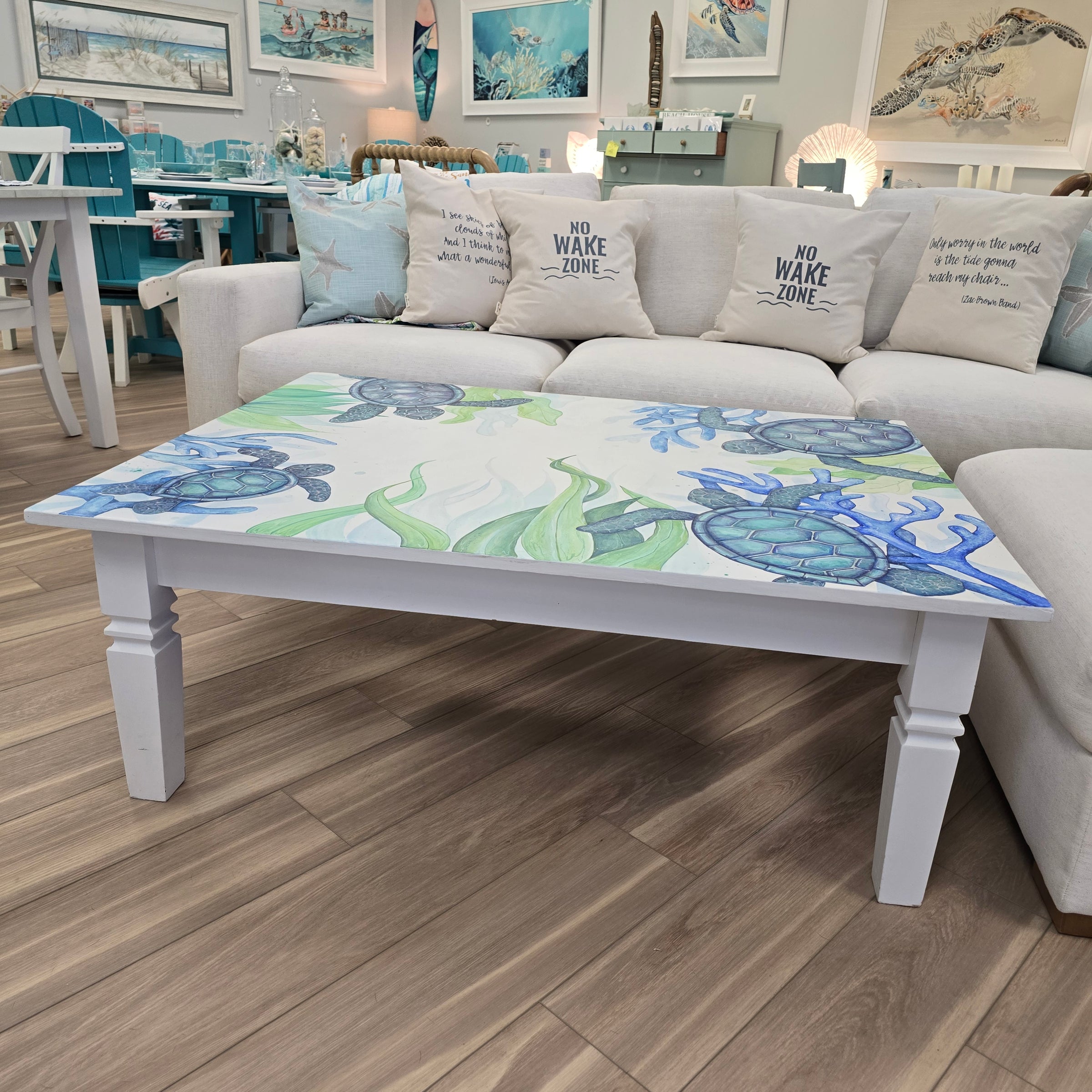 Hand Painted Sea Turtle Coffee Table