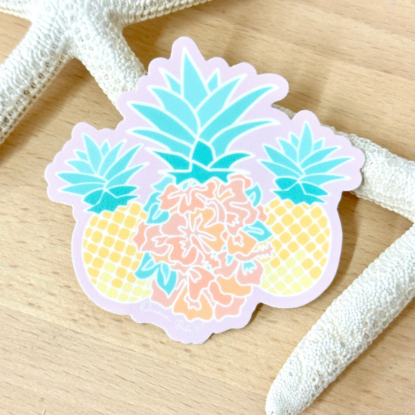 Oceana Bella Hibiscus Pineapple Sticker - Sunshine & Sweet Pea's Coastal Decor
