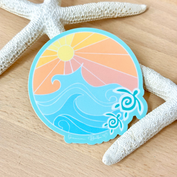 Oceana Bella Sun & Wave w/Sea Turtle Sticker - Sunshine & Sweet Pea's Coastal Decor