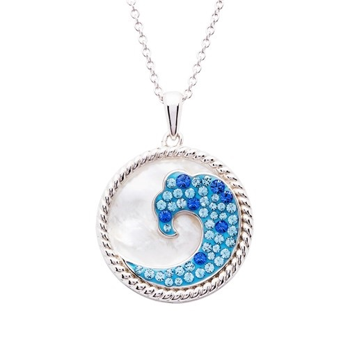 Crystal w/Mother of Pearl Wave Pendant