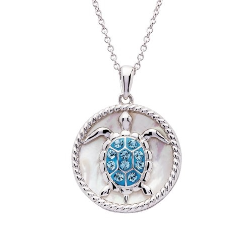 Crystal w/Mother of Pearl Turtle Pendant