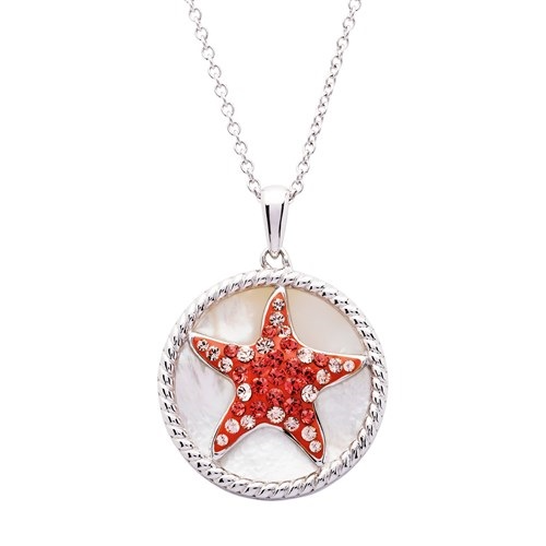Crystal w/Mother of Pearl Starfish Pendant