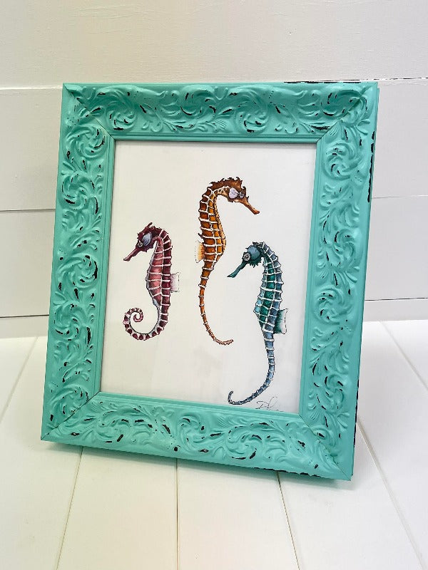 Framed Seahorse Painting - Sunshine & Sweet Pea's Coastal Decor