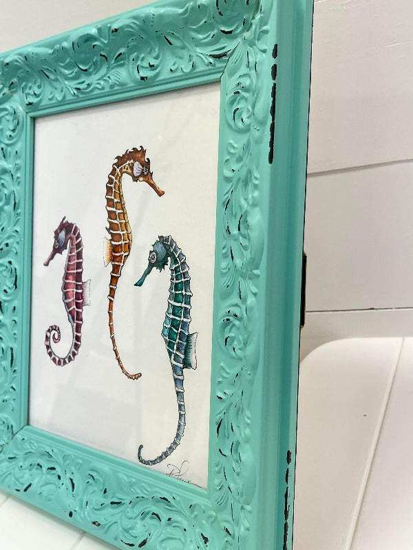 Framed Seahorse Painting - Sunshine & Sweet Pea's Coastal Decor
