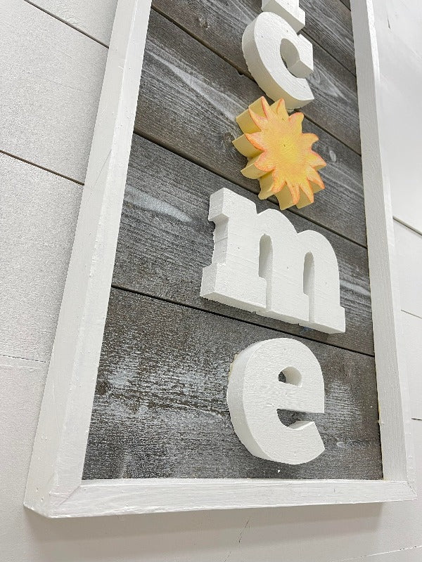 Wooden Welcome Décor w/Sun - Sunshine & Sweet Pea's Coastal Decor