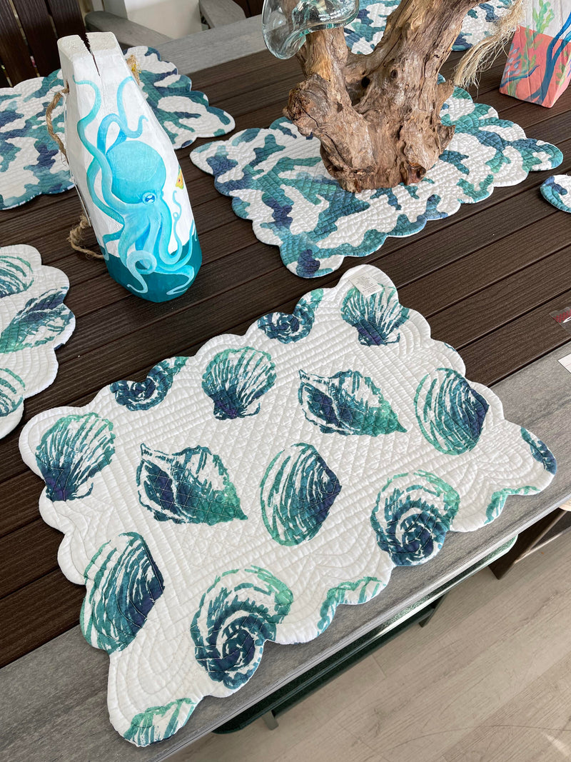 Reversible Placemats w/Seashells & Coral