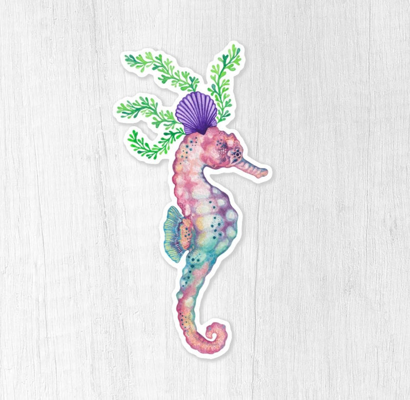 Seahorse w/Seashell Sticker