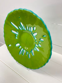 Handmade Green & Teal Glass Platter