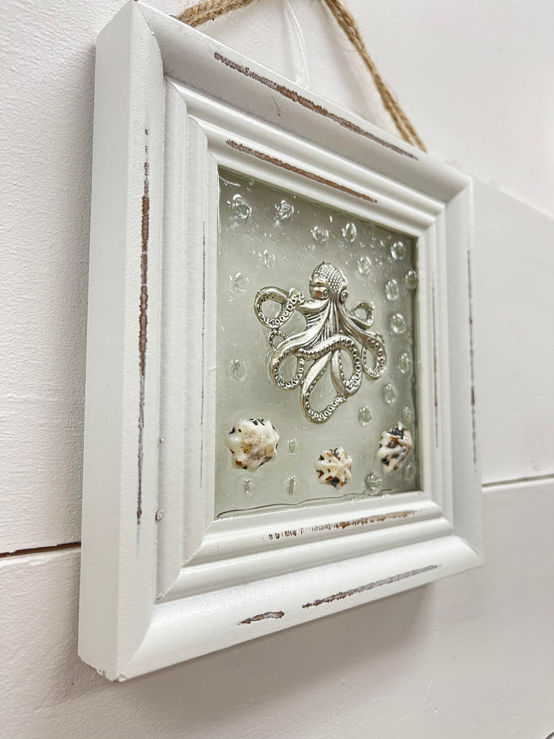 Octopus w/Seashells Glass Window