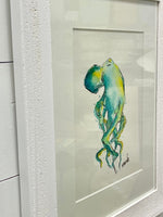 Framed Original Watercolor Octopus