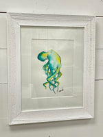 Framed Original Watercolor Octopus