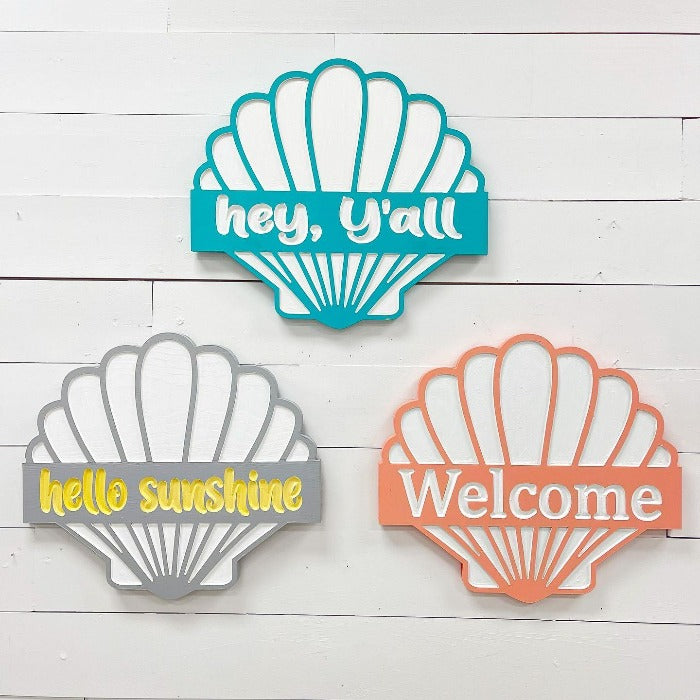 Custom Wooden Welcome Seashell Sign - Sunshine & Sweet Pea's Coastal Decor