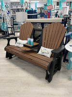 Mahogany on Black Poly Outdoor Furniture Console Glider