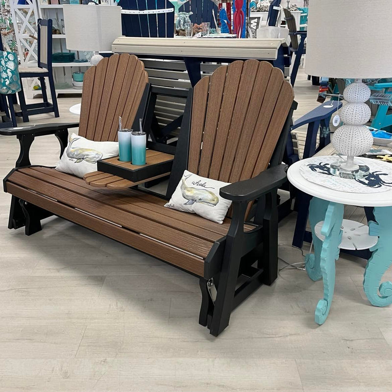 Mahogany on Black Poly Outdoor Furniture Console Glider
