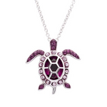Crystal Turtle Birth Stone Necklace