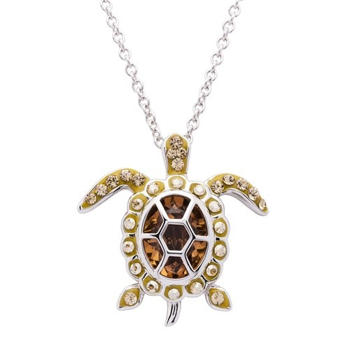 Crystal Turtle Birth Stone Necklace
