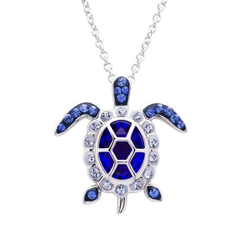 Crystal Turtle Birth Stone Necklace