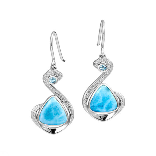 Larimar & Blue Topaz Designer Earrings - Sunshine & Sweet Pea's Coastal Decor