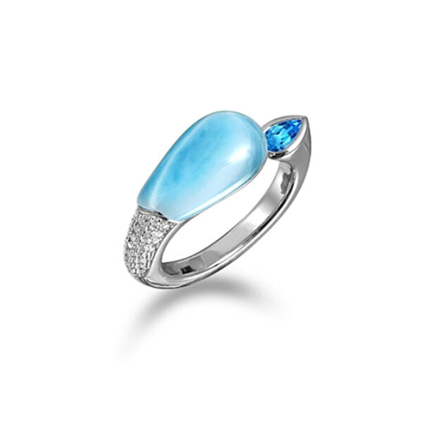 Larimar Stone & Blue Topaz Ring - Sunshine & Sweet Pea's Coastal Decor