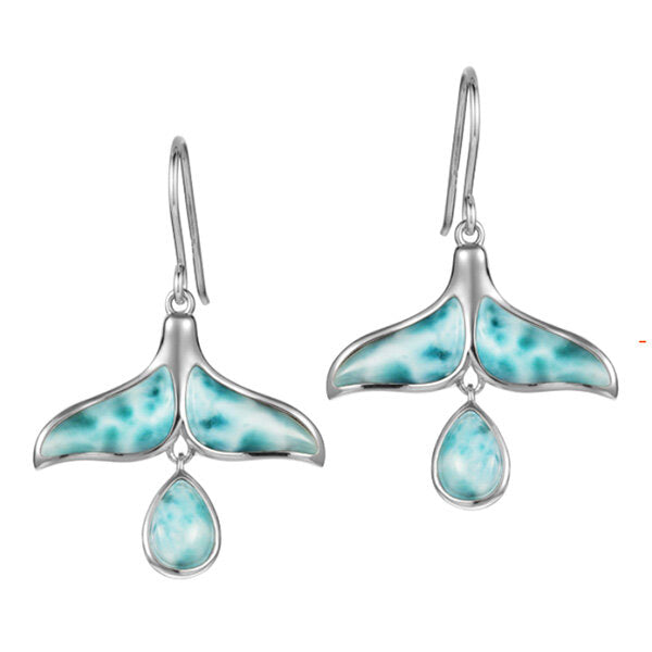 Larimar Whale Tail Earrings - Sunshine & Sweet Pea's Coastal Decor