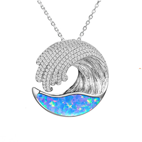 Small Opal Wave Pendant