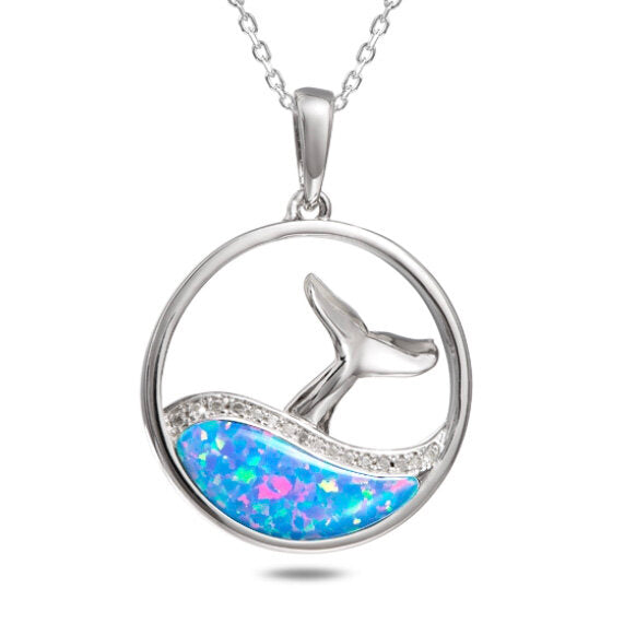 Opal Whale Tail & Wave Necklace - Sunshine & Sweet Pea's Coastal Decor