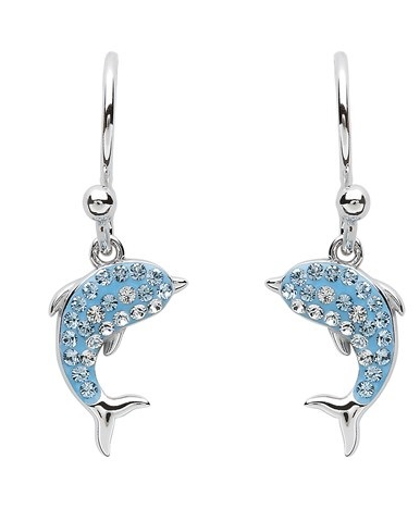 Crystal Dolphin Drop Earrings