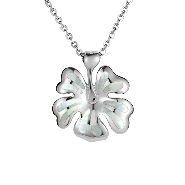 Sterling Silver w/Mother of Pearl Hibiscus Necklace - Sunshine & Sweet Pea's Coastal Decor