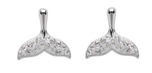 Crystal Whale Tail Stud Earrings