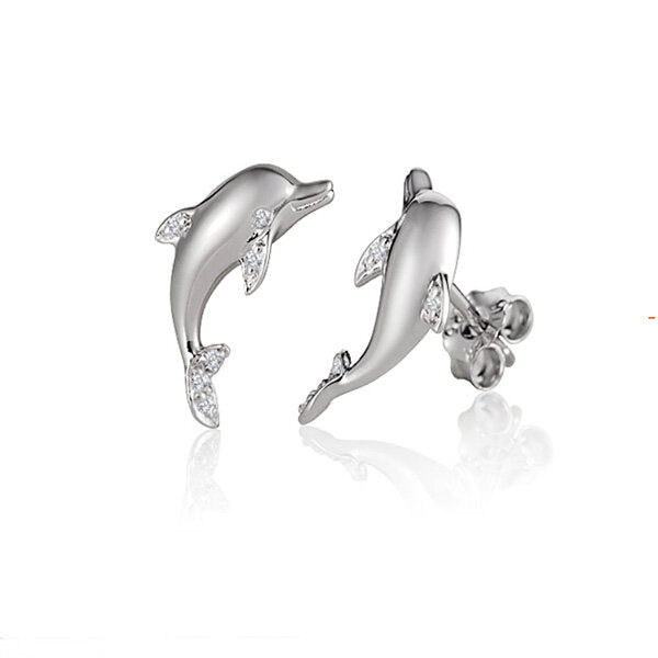 Sterling Silver Dolphin Stud Earrings - Sunshine & Sweet Pea's Coastal Decor