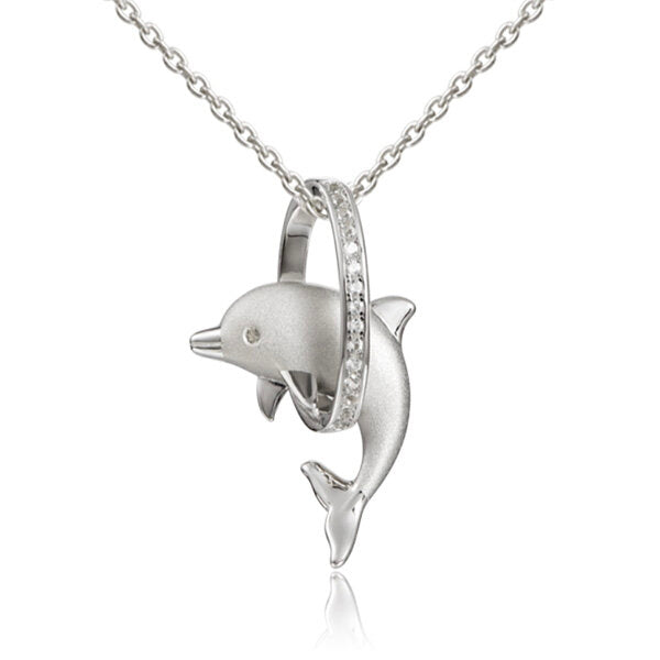 Sterling Silver Dolphin Hoop Necklace - Sunshine & Sweet Pea's Coastal Decor
