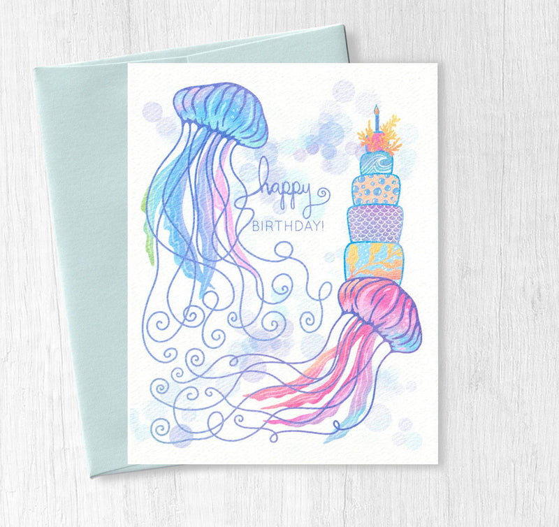 Jellyfish Birthday Cake Card