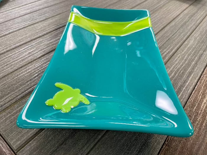 Handmade Sea Turtle Glass Plate - Sunshine & Sweet Pea's Coastal Decor