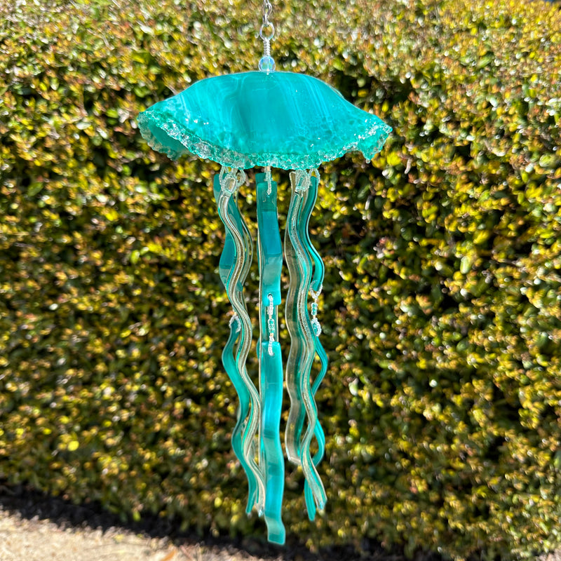 Medium Teal Glass Jellyfish